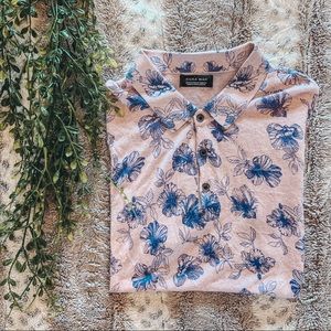 Zara Man Floral Knit Polo Short Sleeve Shirt Top